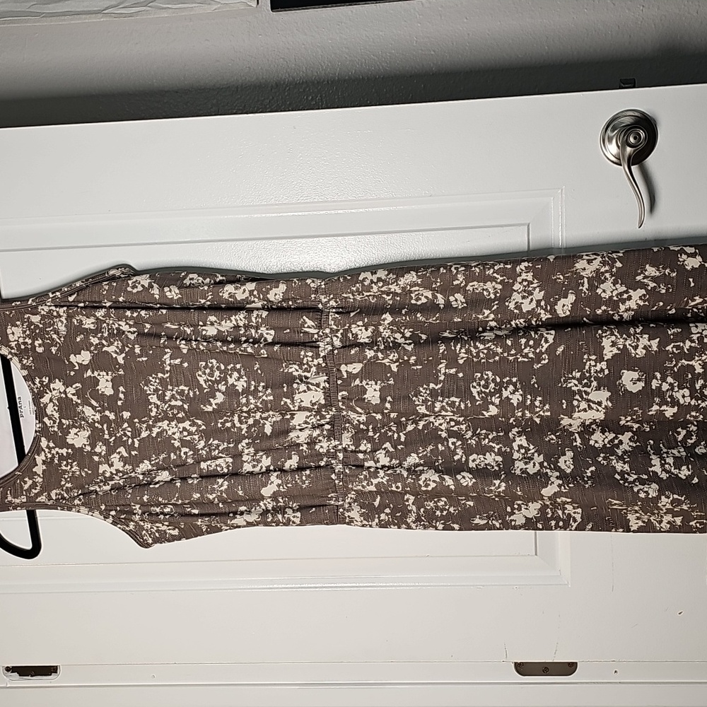 Prana L Olive Green and Cream Floral Dress